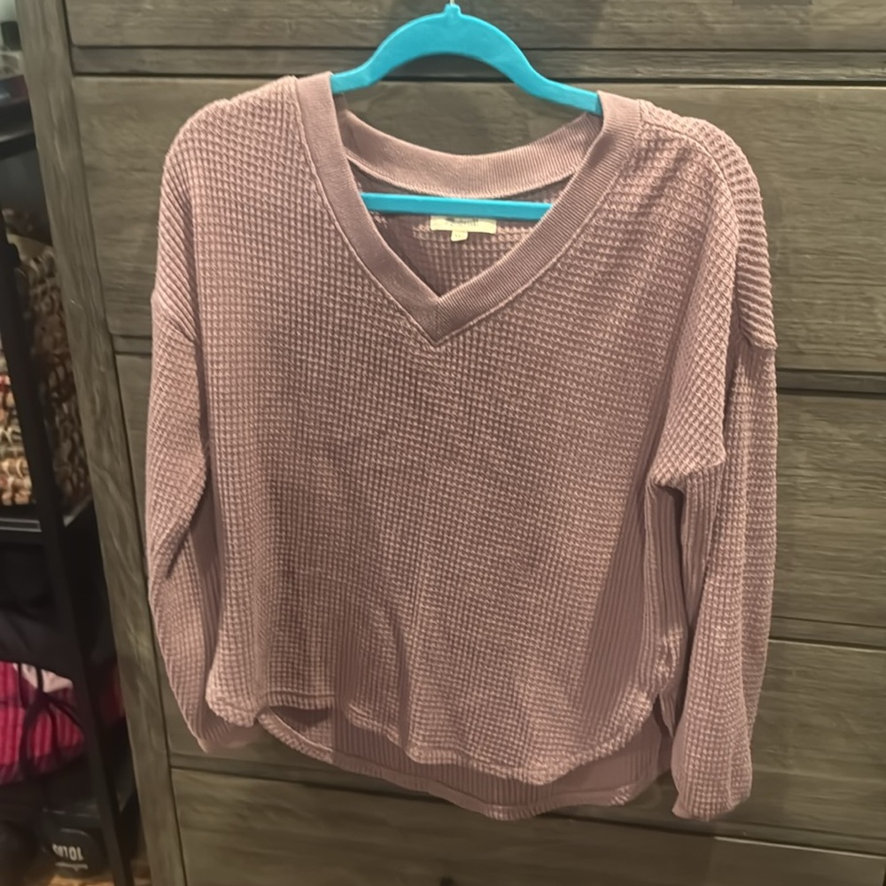 Madewell Brushed Waffle V-Neck Tee Size XXS (VERY oversized) - Picture 3 of 6
